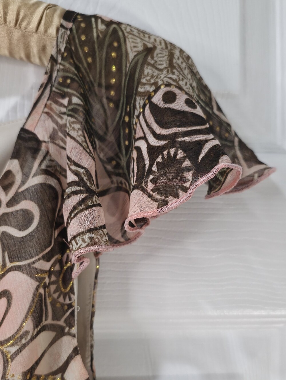 Floral V-Neck Flutter Sleeve Midi Dress in Dusty Pink Y2k Revival Summer Dress - Picture 9 of 12